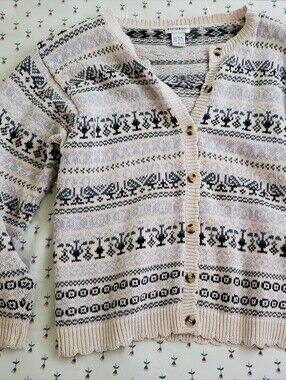 Vintage Weather vane Cardigan Scalloped Trim